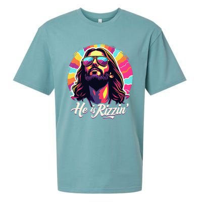 Retro Vintage Jesus Christian He Is Rizzin Jesus Is Rizzen Sueded Cloud Jersey T-Shirt