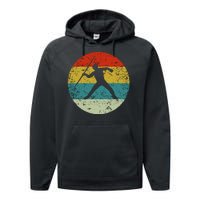 Retro Vintage Javelin Throw Performance Fleece Hoodie