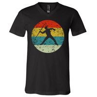 Retro Vintage Javelin Throw V-Neck T-Shirt