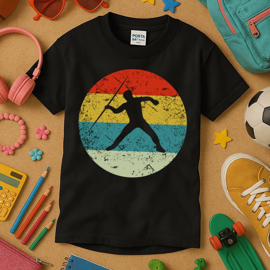 Retro Vintage Javelin Throw Kids T-Shirt