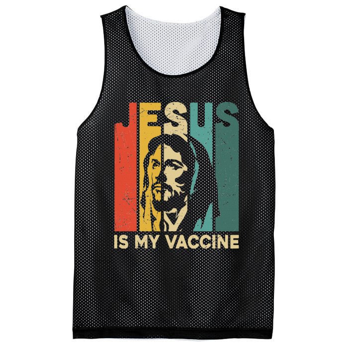 Retro Vintage Jesus Is My Vaccine Christian Faith Mesh Reversible Basketball Jersey Tank