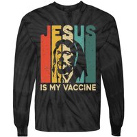 Retro Vintage Jesus Is My Vaccine Christian Faith Tie-Dye Long Sleeve Shirt