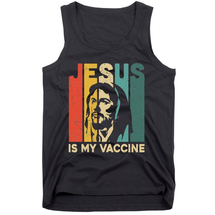 Retro Vintage Jesus Is My Vaccine Christian Faith Tank Top