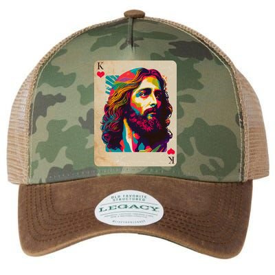 Retro Vintage Jesus Is King Of Kings Playing Card Legacy Tie Dye Trucker Hat