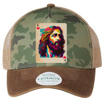 Retro Vintage Jesus Is King Of Kings Playing Card Legacy Tie Dye Trucker Hat