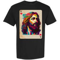 Retro Vintage Jesus Is King Of Kings Playing Card Garment-Dyed Heavyweight T-Shirt