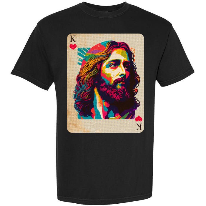 Retro Vintage Jesus Is King Of Kings Playing Card Garment-Dyed Heavyweight T-Shirt
