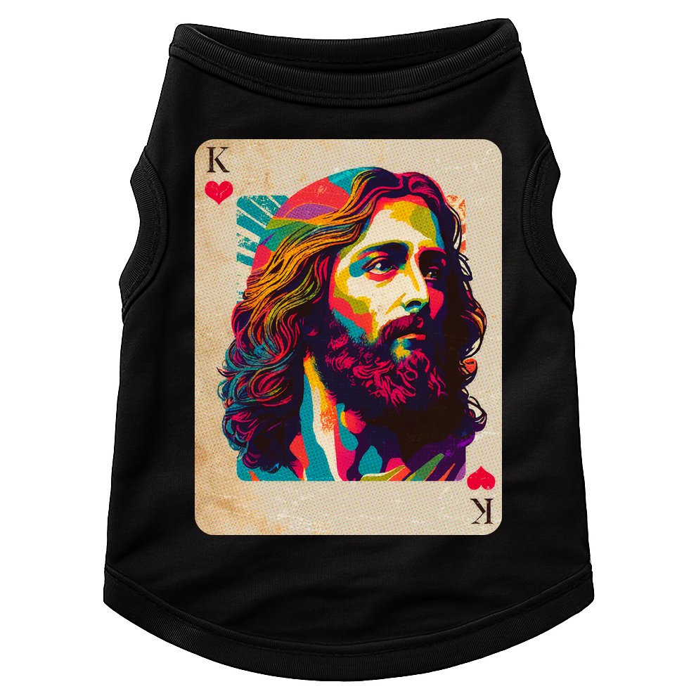 Retro Vintage Jesus Is King Of Kings Playing Card Doggie Tank