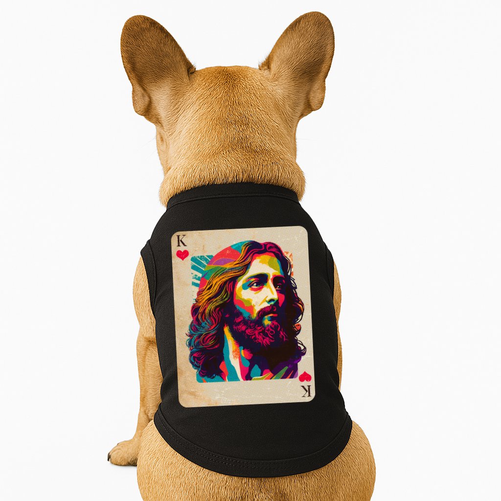 Retro Vintage Jesus Is King Of Kings Playing Card Doggie Tank