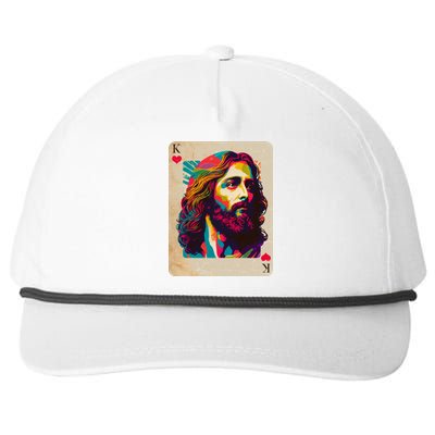 Retro Vintage Jesus Is King Of Kings Playing Card Snapback Five-Panel Rope Hat