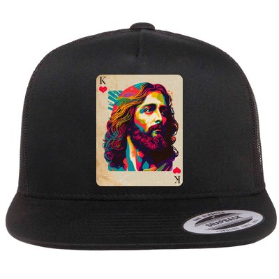 Retro Vintage Jesus Is King Of Kings Playing Card Flatbill Hat