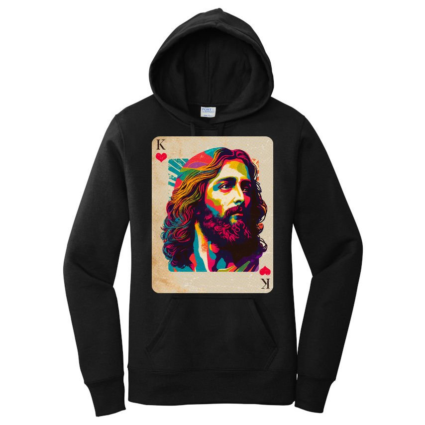 Retro Vintage Jesus Is King Of Kings Playing Card Women's Pullover Hoodie