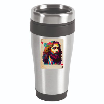 Retro Vintage Jesus Is King Of Kings Playing Card 16oz Travel Tumbler