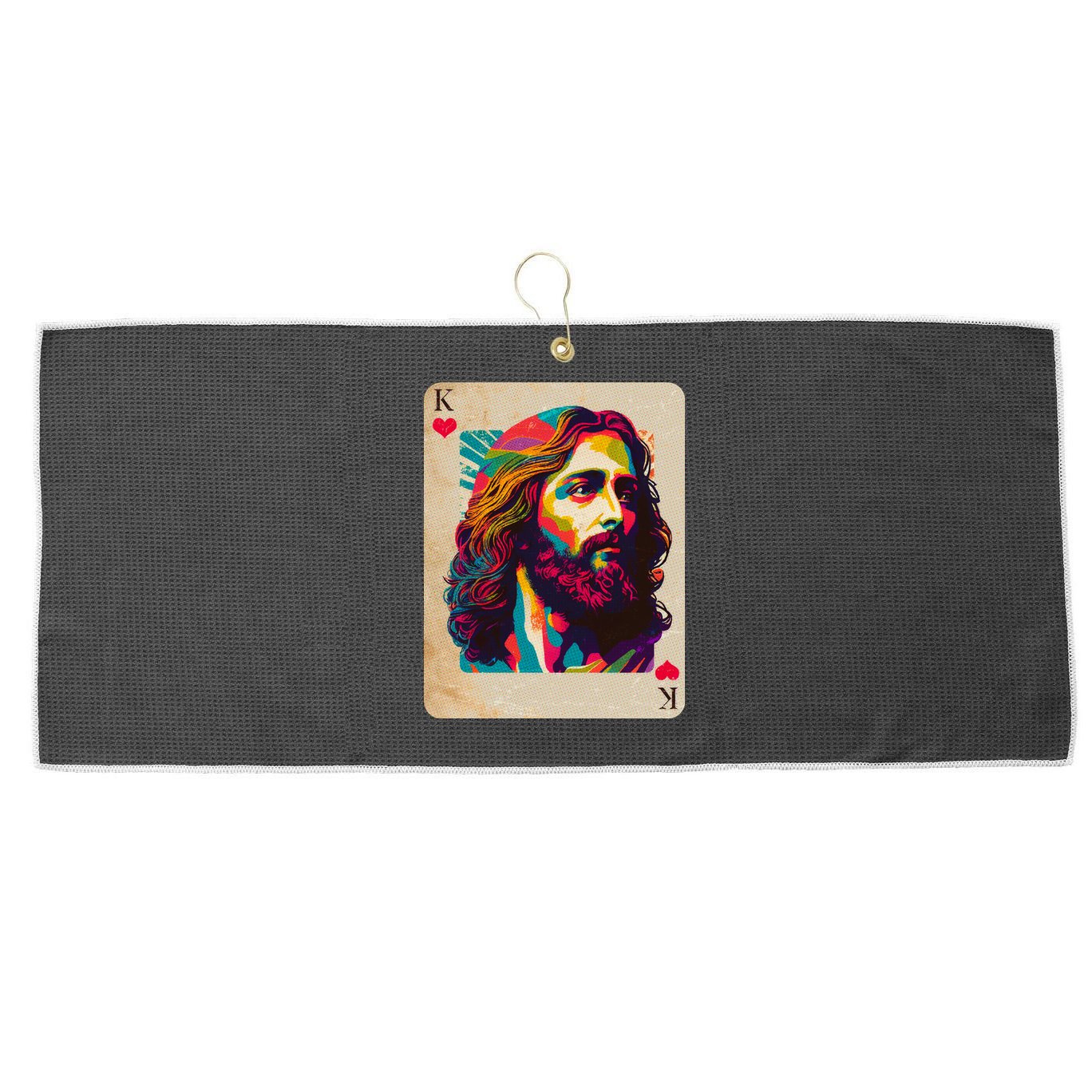 Retro Vintage Jesus Is King Of Kings Playing Card Large Microfiber Waffle Golf Towel