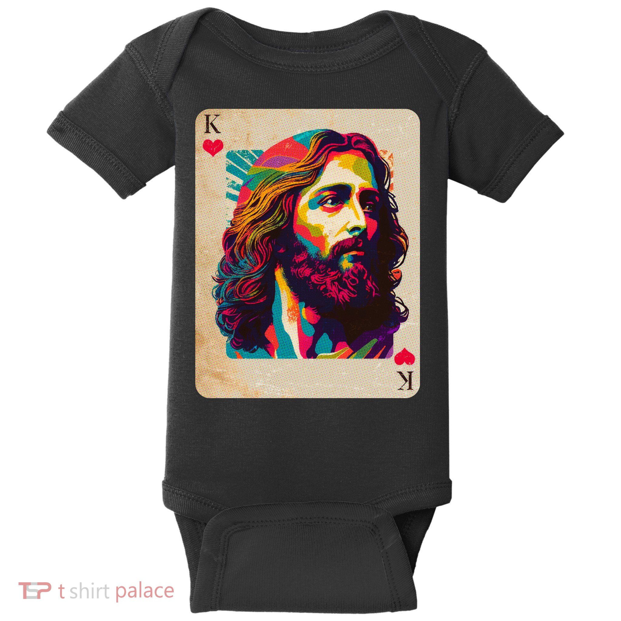 Retro Vintage Jesus Is King Of Kings Playing Card Baby Bodysuit