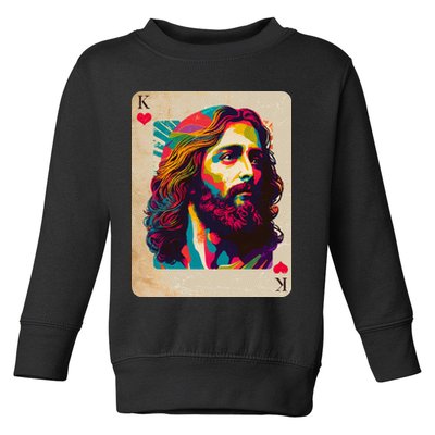 Retro Vintage Jesus Is King Of Kings Playing Card Toddler Sweatshirt