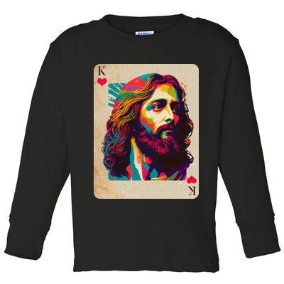 Retro Vintage Jesus Is King Of Kings Playing Card Toddler Long Sleeve Shirt