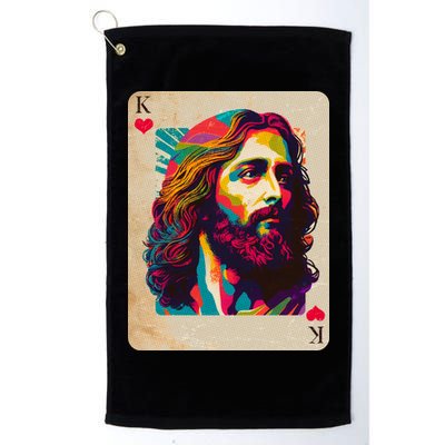 Retro Vintage Jesus Is King Of Kings Playing Card Golf Towel
