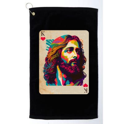 Retro Vintage Jesus Is King Of Kings Playing Card Platinum Collection Golf Towel