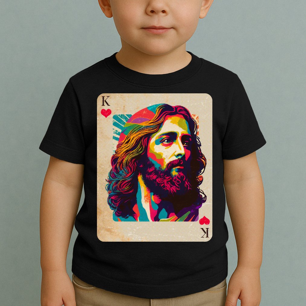 Retro Vintage Jesus Is King Of Kings Playing Card Toddler T-Shirt