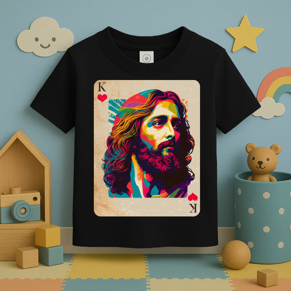 Retro Vintage Jesus Is King Of Kings Playing Card Toddler T-Shirt