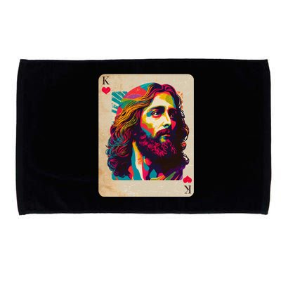 Retro Vintage Jesus Is King Of Kings Playing Card Microfiber Hand Towel