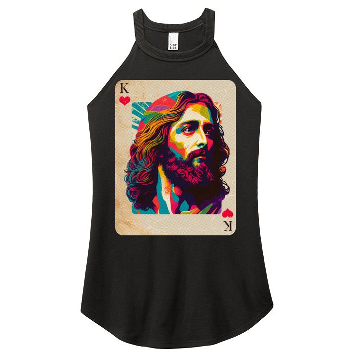 Retro Vintage Jesus Is King Of Kings Playing Card Women's Perfect Tri Rocker Tank