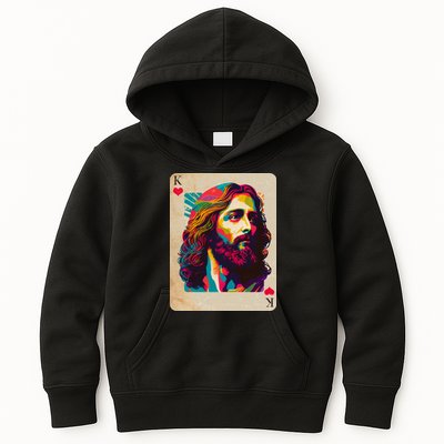 Retro Vintage Jesus Is King Of Kings Playing Card Kids Hoodie