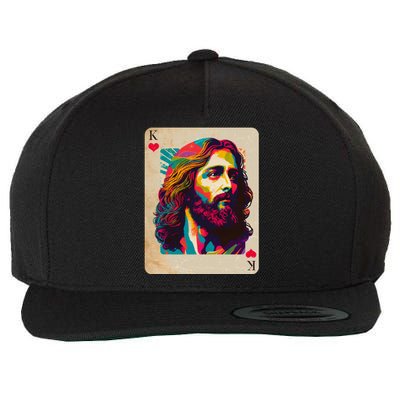 Retro Vintage Jesus Is King Of Kings Playing Card Wool Snapback Cap