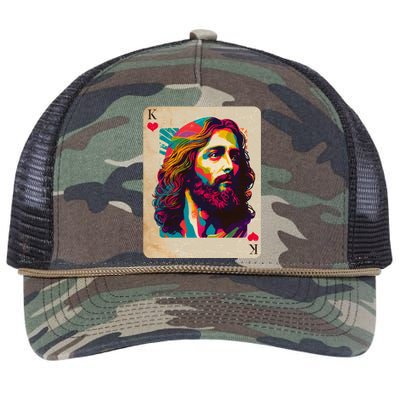 Retro Vintage Jesus Is King Of Kings Playing Card Retro Rope Trucker Hat Cap