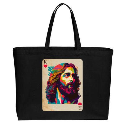 Retro Vintage Jesus Is King Of Kings Playing Card Cotton Canvas Jumbo Tote