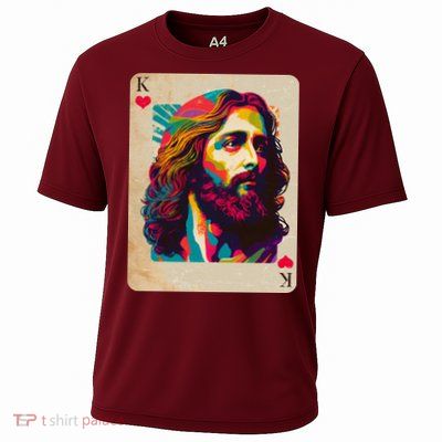 Retro Vintage Jesus Is King Of Kings Playing Card Performance Shirt