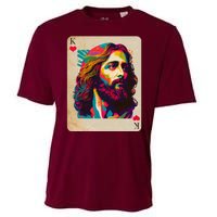 Retro Vintage Jesus Is King Of Kings Playing Card Cooling Performance Crew T-Shirt