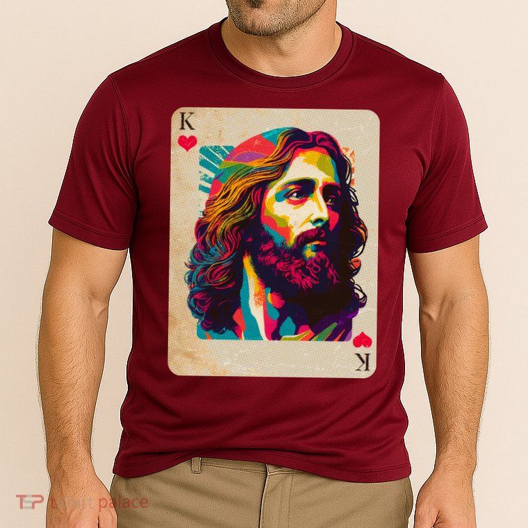 Retro Vintage Jesus Is King Of Kings Playing Card Performance Shirt