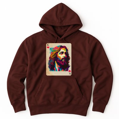 Retro Vintage Jesus Is King Of Kings Playing Card Hoodie