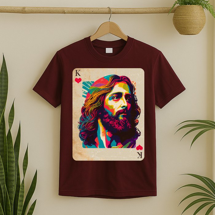 Retro Vintage Jesus Is King Of Kings Playing Card T-Shirt