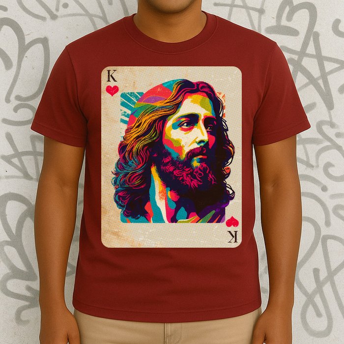 Retro Vintage Jesus Is King Of Kings Playing Card T-Shirt