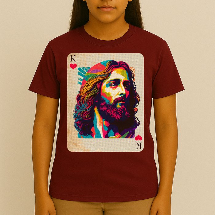 Retro Vintage Jesus Is King Of Kings Playing Card T-Shirt