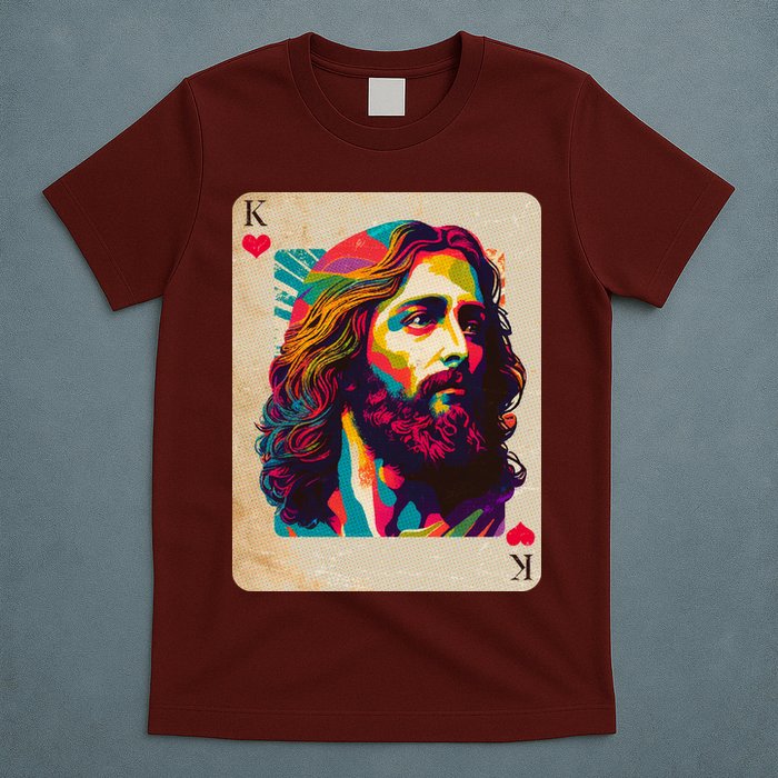 Retro Vintage Jesus Is King Of Kings Playing Card T-Shirt
