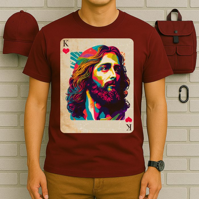 Retro Vintage Jesus Is King Of Kings Playing Card T-Shirt