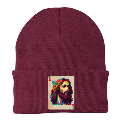 Retro Vintage Jesus Is King Of Kings Playing Card Knit Cap Winter Beanie