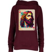 Retro Vintage Jesus Is King Of Kings Playing Card Womens Funnel Neck Pullover Hood