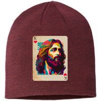 Retro Vintage Jesus Is King Of Kings Playing Card Sustainable Beanie