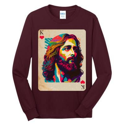Retro Vintage Jesus Is King Of Kings Playing Card Tall Long Sleeve T-Shirt