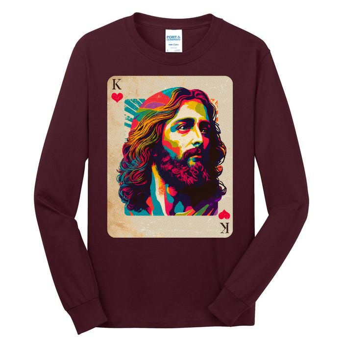 Retro Vintage Jesus Is King Of Kings Playing Card Tall Long Sleeve T-Shirt