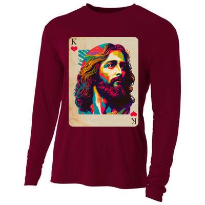 Retro Vintage Jesus Is King Of Kings Playing Card Cooling Performance Long Sleeve Crew
