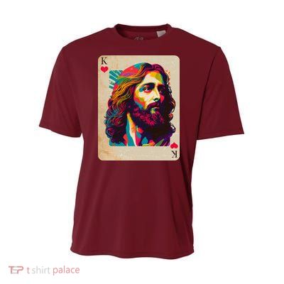 Retro Vintage Jesus Is King Of Kings Playing Card Youth Performance Sprint T-Shirt