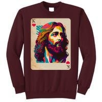 Retro Vintage Jesus Is King Of Kings Playing Card Tall Sweatshirt