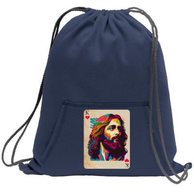 Retro Vintage Jesus Is King Of Kings Playing Card Sweatshirt Cinch Pack Bag