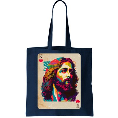 Retro Vintage Jesus Is King Of Kings Playing Card Tote Bag